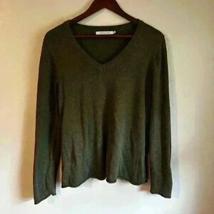 REVOLVE Stitches & Stripes Green V- Sweater